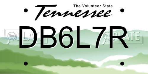 DB6L7R Tennessee License Plate