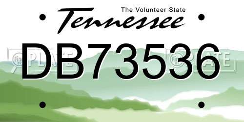DB73536 Tennessee License Plate
