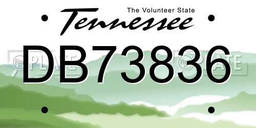 DB73836 Tennessee License Plate