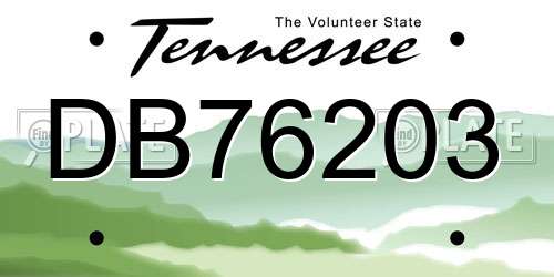 DB76203 Tennessee License Plate