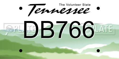 DB766 Tennessee License Plate