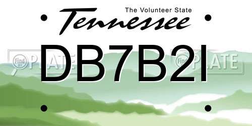 DB7B2I Tennessee License Plate