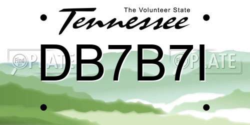 DB7B7I Tennessee License Plate