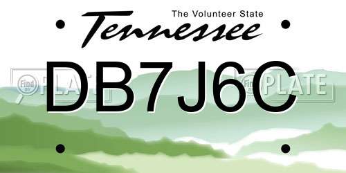 DB7J6C Tennessee License Plate