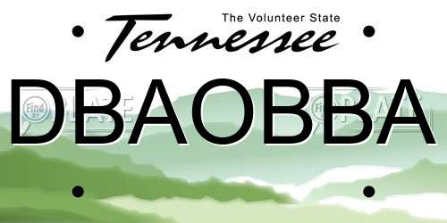 DBAOBBA Tennessee License Plate