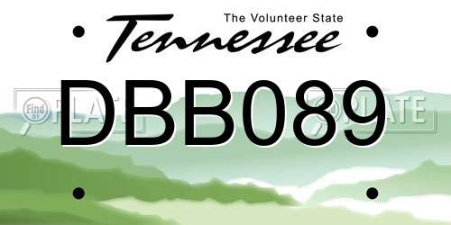 DBB089 Tennessee License Plate