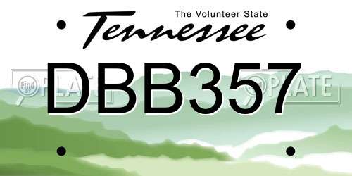 DBB357 Tennessee License Plate
