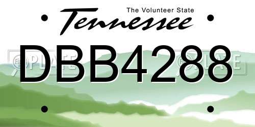 DBB4288 Tennessee License Plate