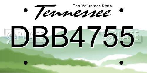 DBB4755 Tennessee License Plate