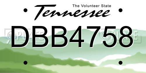 DBB4758 Tennessee License Plate