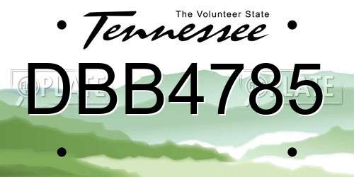 DBB4785 Tennessee License Plate