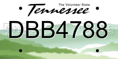 DBB4788 Tennessee License Plate