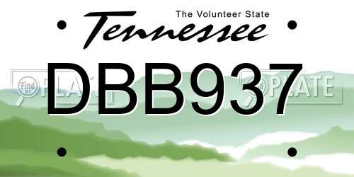 DBB937 Tennessee License Plate