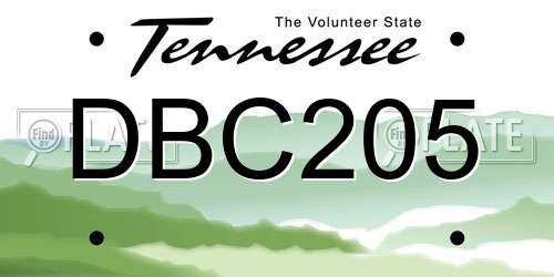 DBC205 Tennessee License Plate