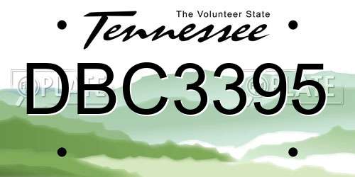 DBC3395 Tennessee License Plate