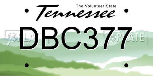 DBC377 Tennessee License Plate