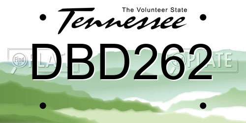 DBD262 Tennessee License Plate