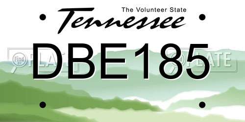 DBE185 Tennessee License Plate