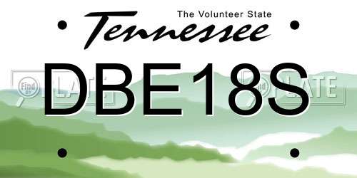DBE18S Tennessee License Plate