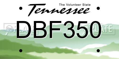 DBF350 Tennessee License Plate