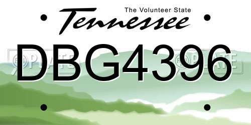 DBG4396 Tennessee License Plate