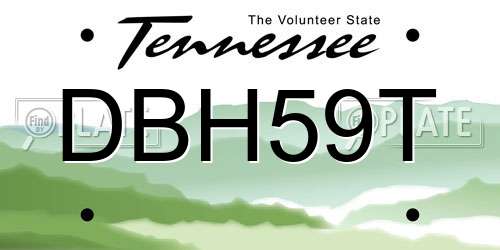 DBH59T Tennessee License Plate