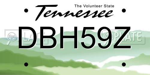 DBH59Z Tennessee License Plate