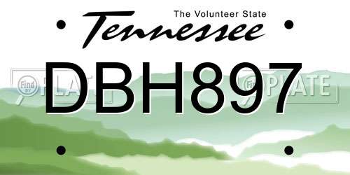 DBH897 Tennessee License Plate