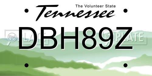 DBH89Z Tennessee License Plate