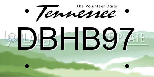 DBHB97 Tennessee License Plate