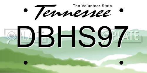 DBHS97 Tennessee License Plate