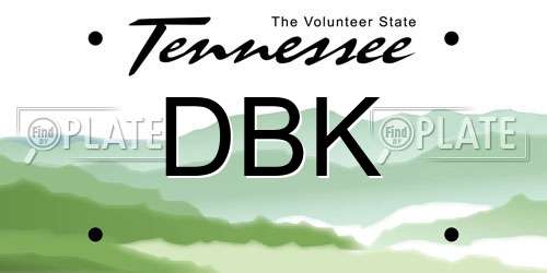 DBK Tennessee License Plate