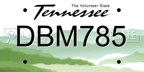 DBM785 Tennessee License Plate