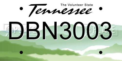 DBN3003 Tennessee License Plate