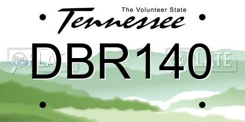 DBR140 Tennessee License Plate