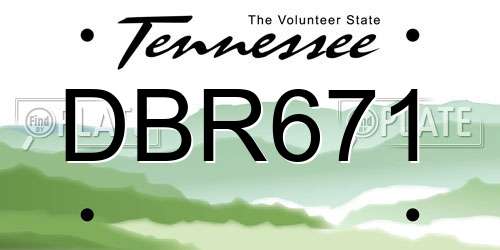 DBR671 Tennessee License Plate