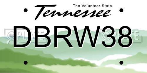 DBRW38 Tennessee License Plate