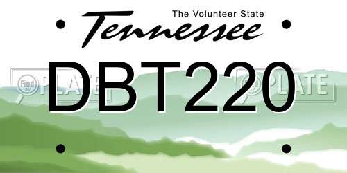 DBT220 Tennessee License Plate