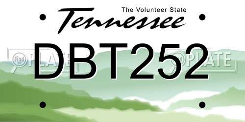 DBT252 Tennessee License Plate