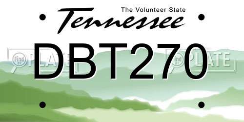 DBT270 Tennessee License Plate