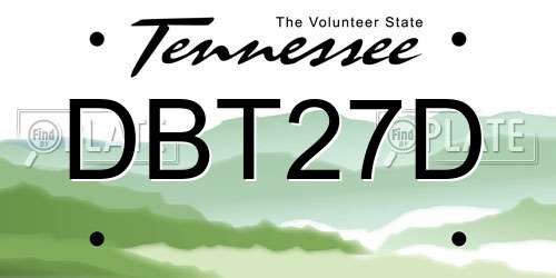 DBT27D Tennessee License Plate