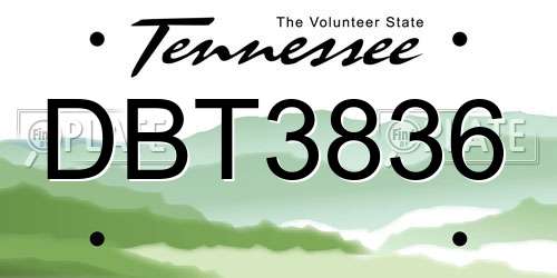 DBT3836 Tennessee License Plate