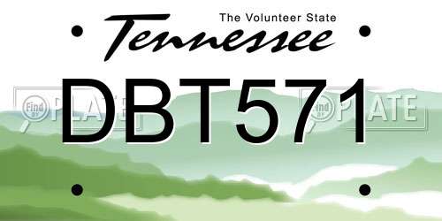 DBT571 Tennessee License Plate