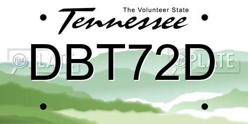 DBT72D Tennessee License Plate