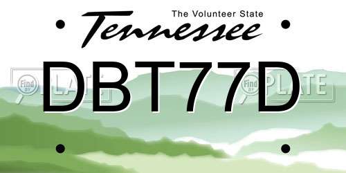 DBT77D Tennessee License Plate