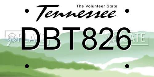 DBT826 Tennessee License Plate