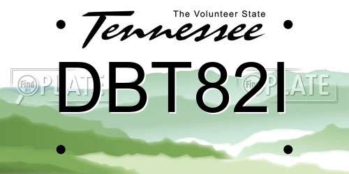 DBT82I Tennessee License Plate
