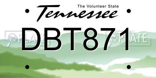 DBT871 Tennessee License Plate