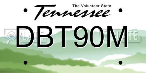 DBT90M Tennessee License Plate