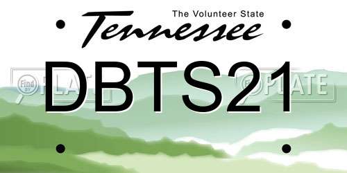 DBTS21 Tennessee License Plate